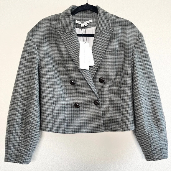 Veronica Beard Sybille Houndstooth Wool blend Cropped Jacket Blazer size 2 - Picture 5 of 16